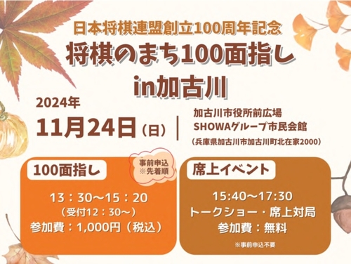 日本将棋連盟創立100周年記念「将棋のまち100面指しin加古川」